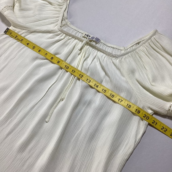 Jolt Cream Flowy Lace Trim Peasant Women's Blouse - Picture 10 of 10